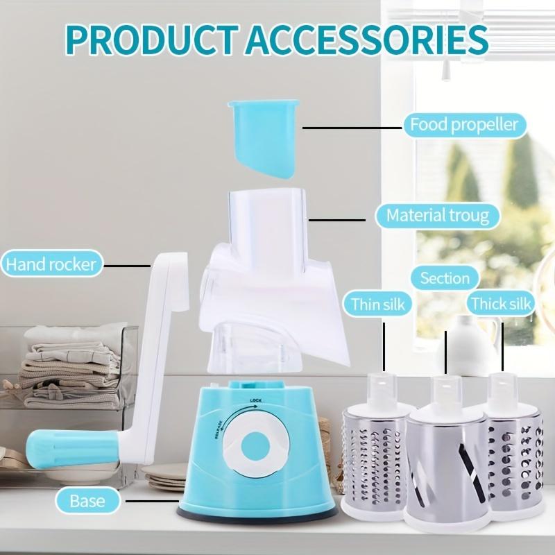1 Set Super Efficient 3-in-1 Cheese Grater & Vegetable Slicer - Manual Food Processor for Effortless Kitchen Prep