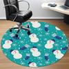 1pc Snowman Pattern Chair Carpet for Office, Round Non Slip Durable Large Size Office Carpet, Suitable for Office