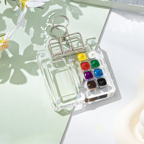 Mini Watercolor Kit Travel Watercolor Paint Set with Sketchbook Binder Clip Pen Portable Watercolor Palette with 12/24 Color Paints