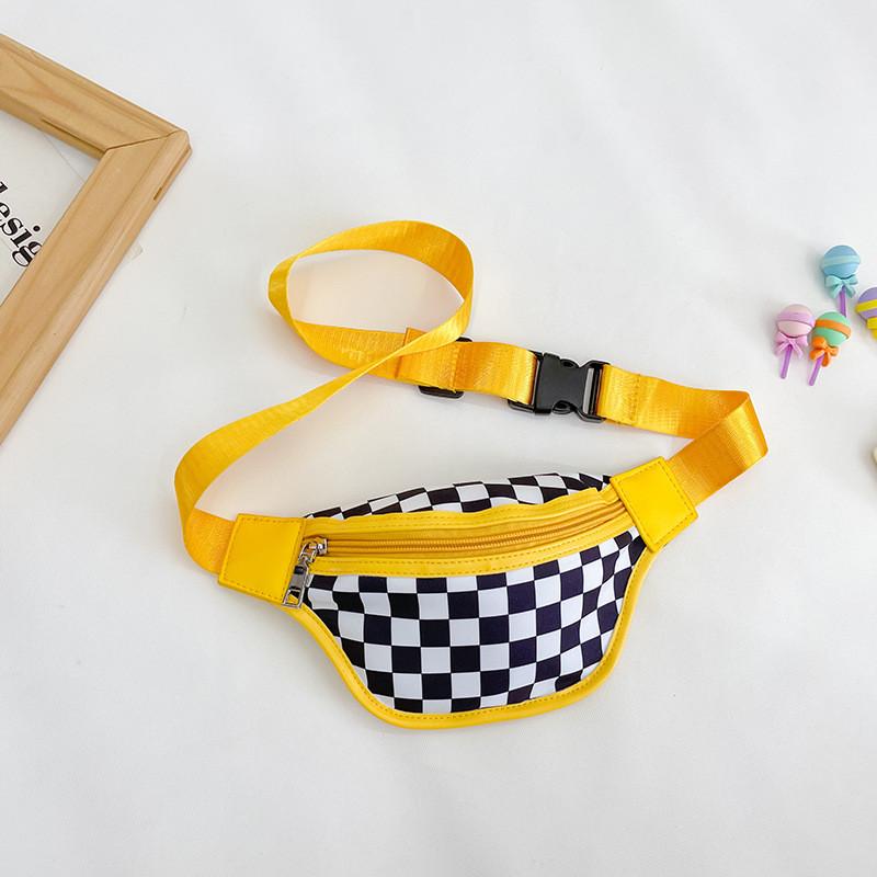 

Fashionable Nylon Chest Bag For Kids Featuring Breathable Waterproof Construction In Multiple Colors Checkered Yellow