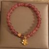 Zakol Cute Romantic Natural Crystal Stone Ball Strand Bracelets For Women Girls Dopamine Crystal Beaded Wristlet Zircon Gifts