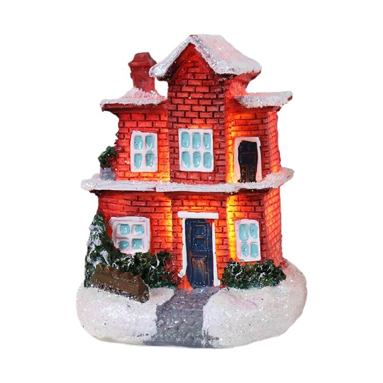 Christmas LED Village House Figurines Luminous Small House Christmas Decoration