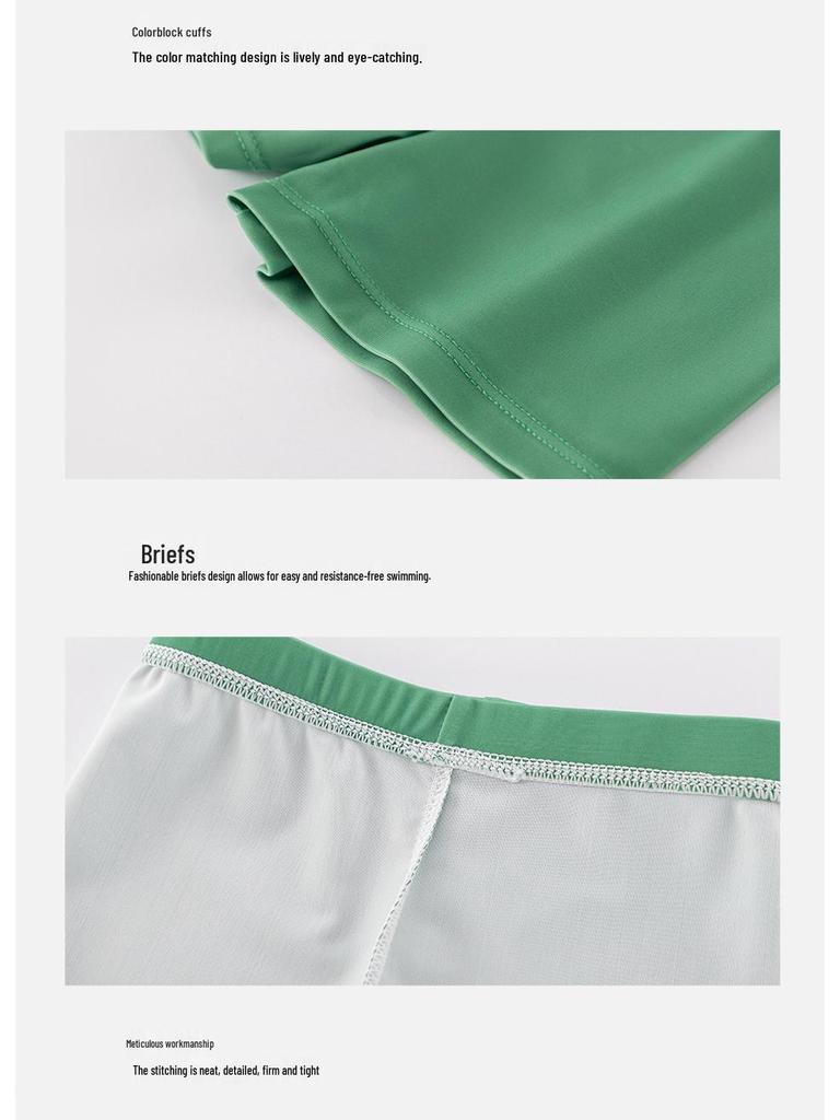 Jungen-Badeanzug mit Streifen im koreanischen Stil, langärmlig, schnelltrocknend