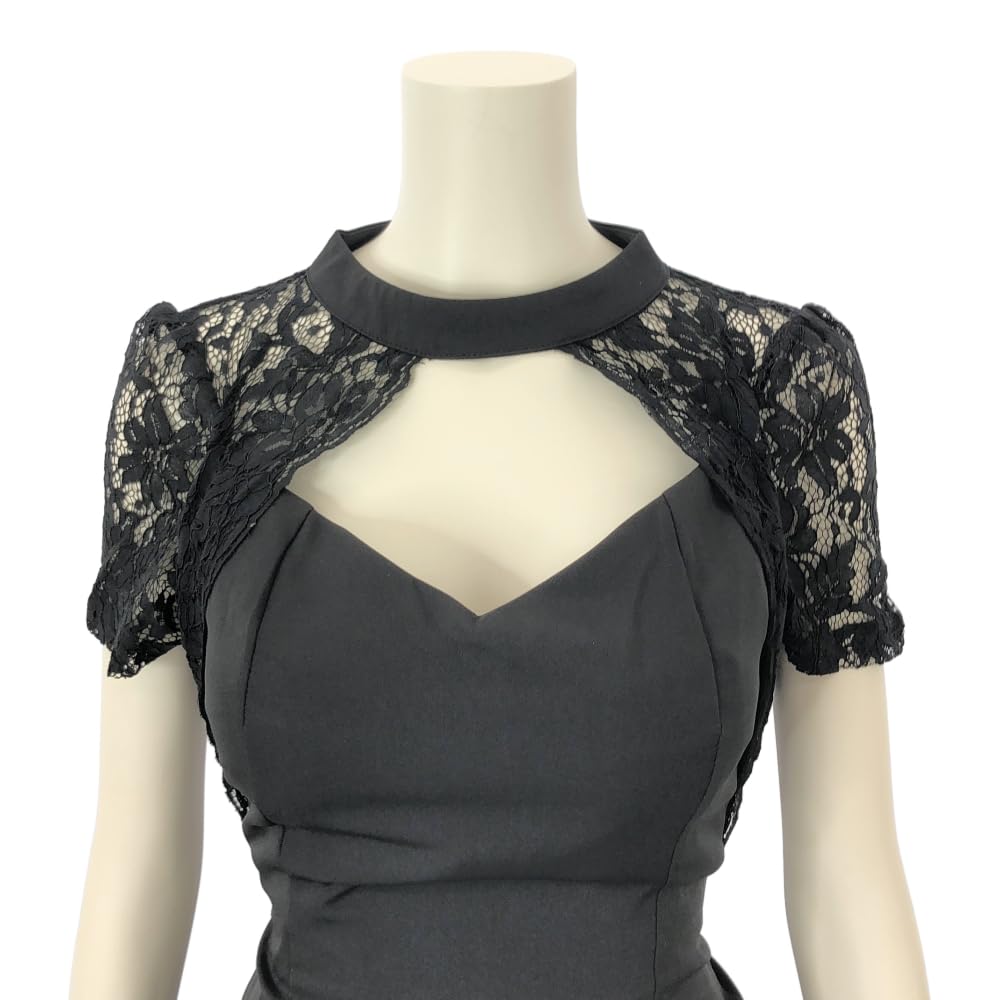 GRAXIA Cabaret Midi Perfect for Hostess and Short Keyhole Showing Off Sheer Size M Dress, Dress, Hostesses, Clubs, Lounges, Sleeves, Slit, Neck, Skin,