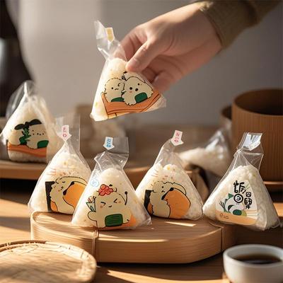 50PCS Japanese Triangle Rice Ball Packaging Bag Seaweed Sushi Mold Lovely Cartoon Packaging Bag Food Grade Microwave Heating