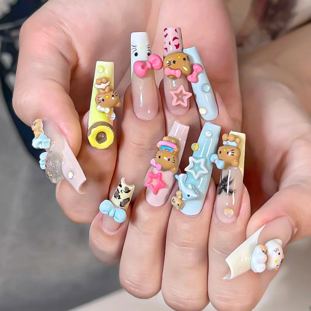12 Grid Box Press On Nails Decoration Accessories, Sanrio Style Nail Art DIY Materials, Essential Nail Salon Supplies