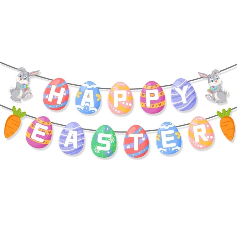 Easters Eggs Letter Garlands Hanging Banners for Home School and Event Decoration Store Window Display Accessories
