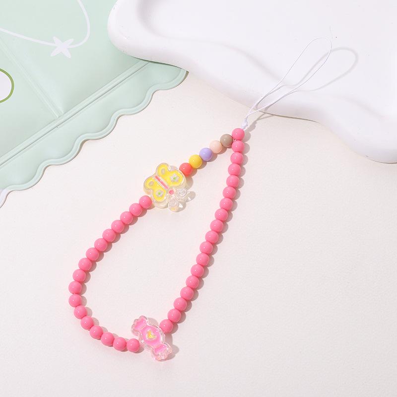 Colorful Bear Cartoon Phone Case Lanyard with Square Plaid Electroplating