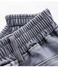 2026 Plus Size Women's Gray High Waist Straight-Leg Jeans with Elastic