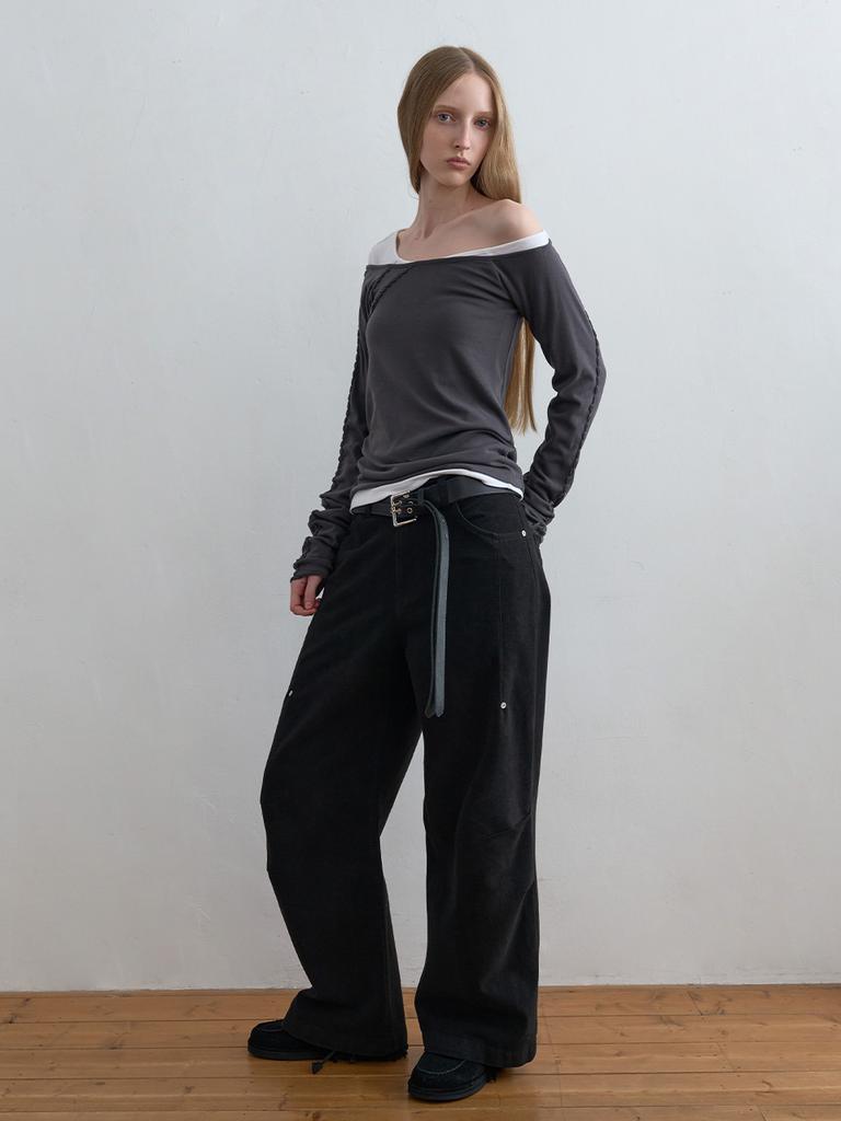 KIJUN Rope Asymmetric Top Charcoal
