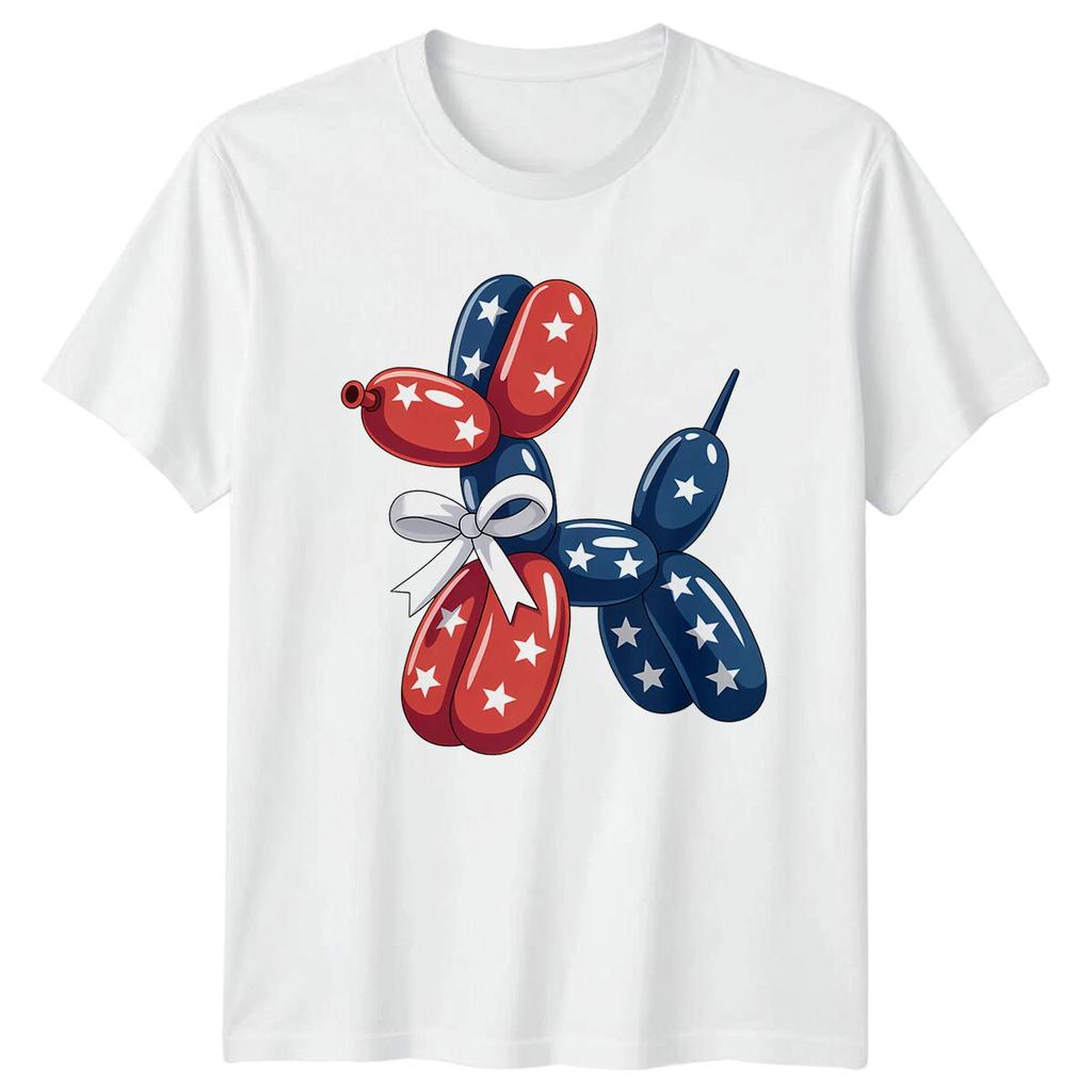 Fourth Of July Balloon Dog Patriotic Holidays Mens T-Shirt Womens Tee Graphic