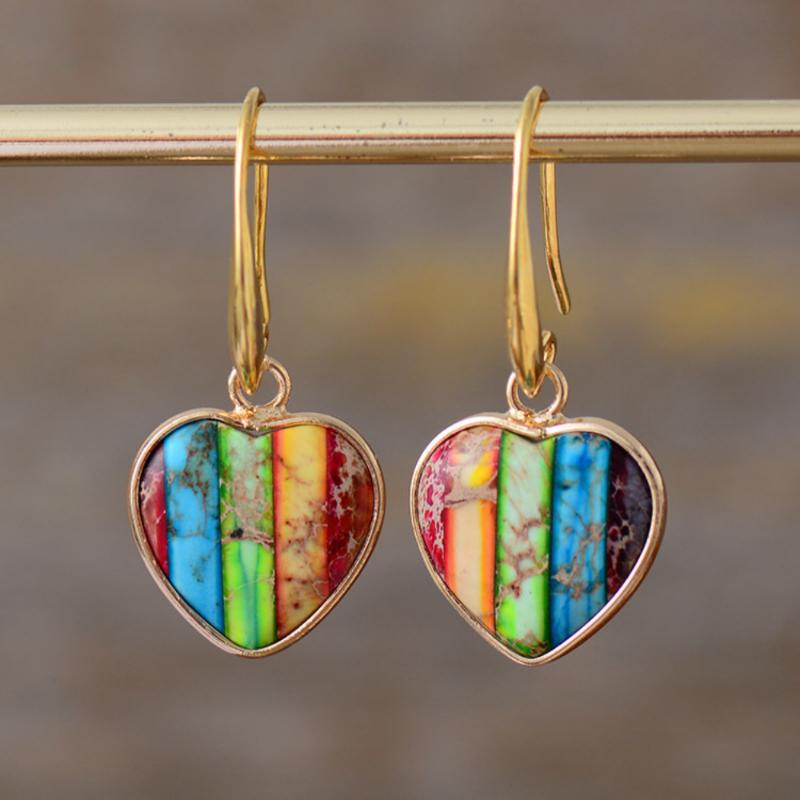 

Винтажные серьги-подвески в форме сердца разноцветный