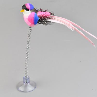 Cat Teaser Stick Suction Cup Spring Birdie Interactive Funny Feather Toy Detachable Kitten Toy Cat Accessorie