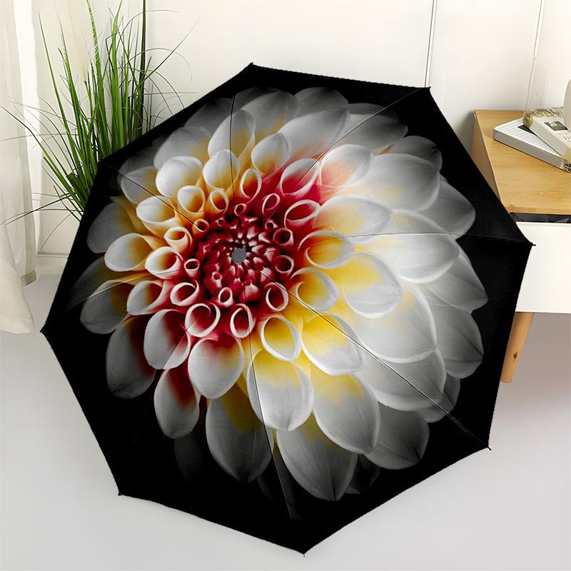 1pc Dahlia Flower Pattern Automatic Open/Close Umbrella - Compact Travel Umbrella, Gift for Birthdayyy251208187