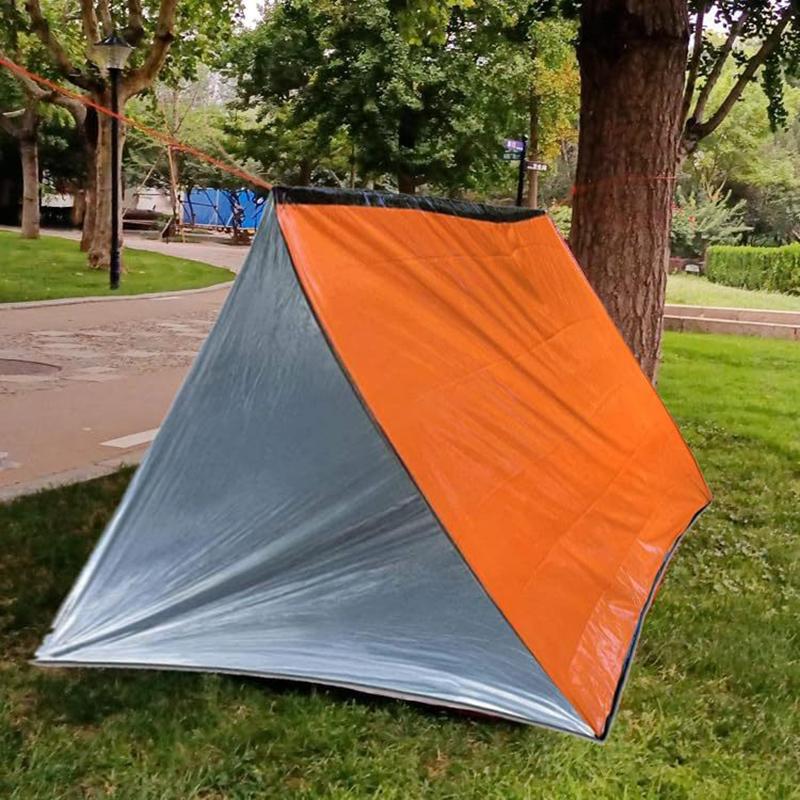 Tente de survie d'urgence qui sauve des vies Tente d'urgence 2 personnes Couverture PE Sac de couchage d'urgence Imperméable Peut être utilisé comme fournitures de survie pour le camping