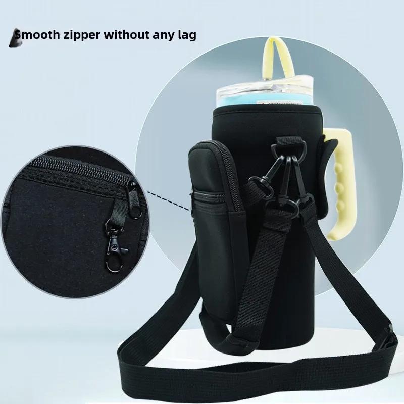 40oz Neoprene Water Bottle Carrier Bag for Stanley Quencher Cup Sleeve with Adjustable Shoulder Strap Water Bottle Holder Pouch