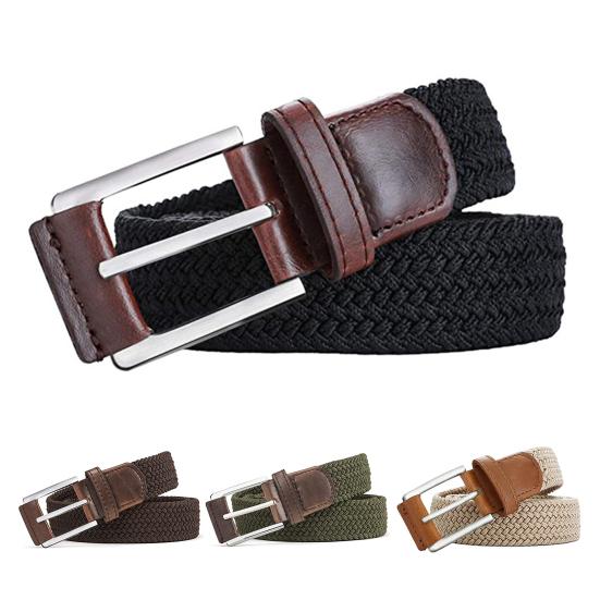Men Casual Belt Canvas Woven Braided Web Belt Stretch Waist Casual Outdoor Work