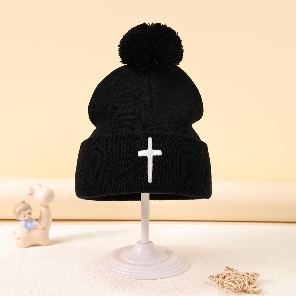 Autumn And Winter Warm Fashion Embroidered Cross Knitted Lightweight Elastic Beanie