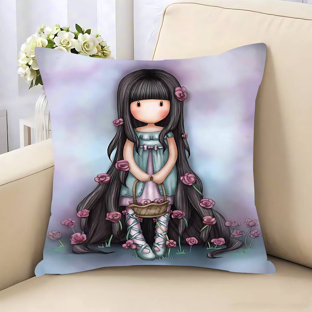 S-Santoro-Gorjuss Cute Cartoon Pillow Case Removable Washable Cushion Cover – All-Season Soft Linen