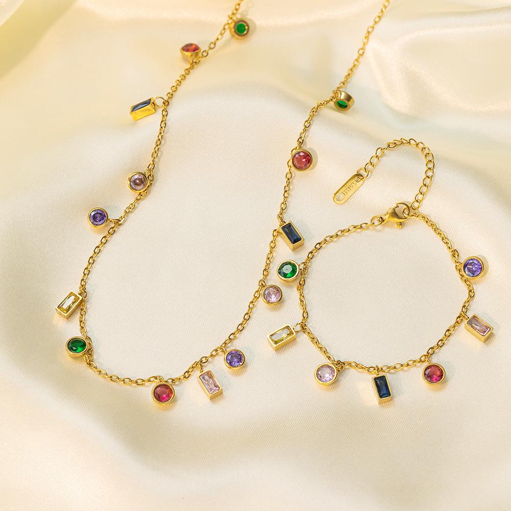 Colorful Zircon Clavicle Choker: 2024 Titanium Steel Women's Necklace, High-End Niche Design