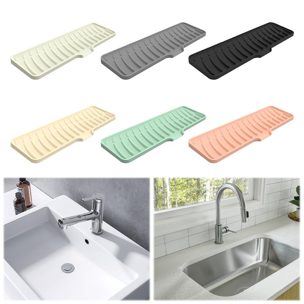 Silicone Faucet Mat for Kitchen Sink Silicone Drip Mat Non-Slip Drying Mat Drip Protection Pads Kitchen Sink Splash Guard