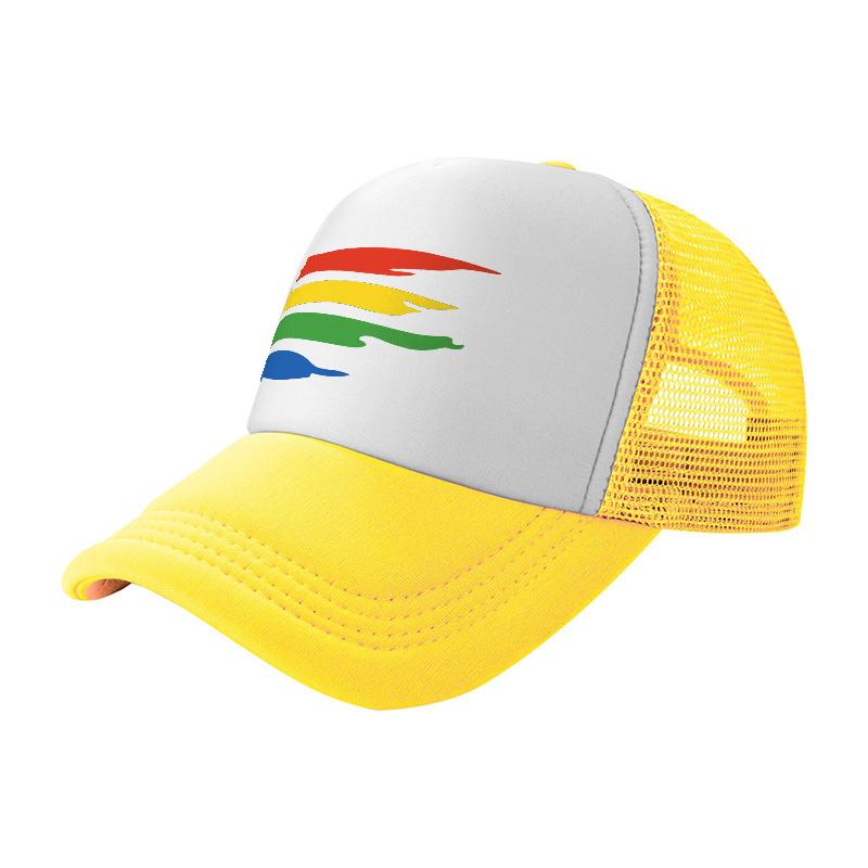 Rainbow Pride Trucker Hat Mesh Back Adjustable Cap Breathable Design for Outdoor Activities and Casual Wear