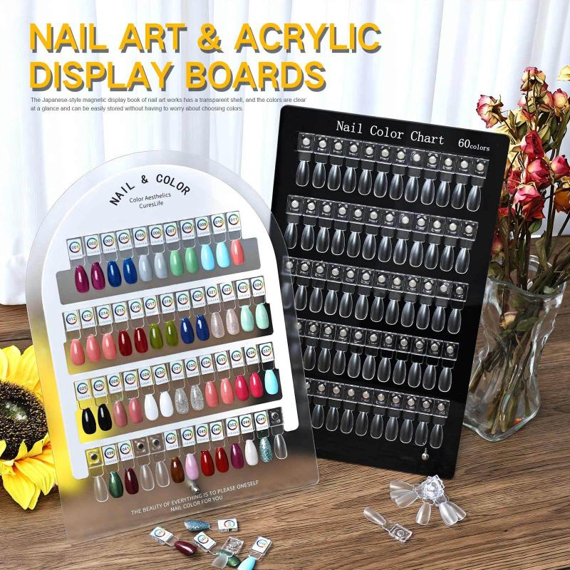 Premium Acrylic Nail Color Plate Magnet Nail Tips Display Board Comparison Color Card With Number Stickers For Nail Salon
