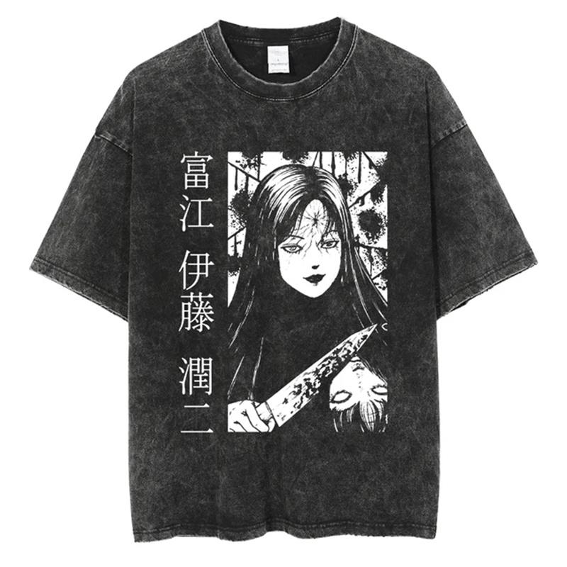 Streetwear Oversize Acid Tričko Pro Muže Ženy Thriller Komiksová Grafika Tričko Léto Prané Staré FuJiang Anime Top Trička