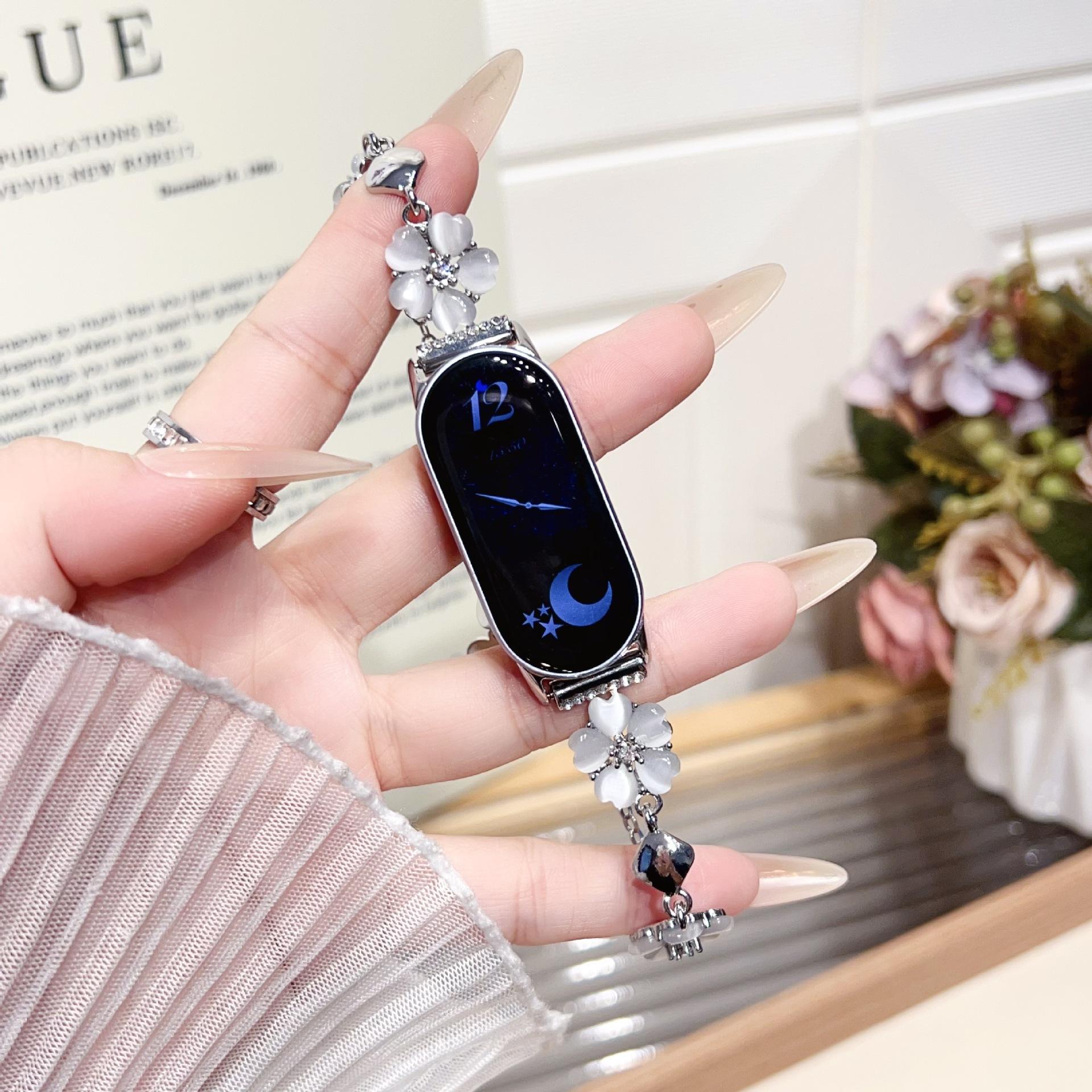 

Подходит для Xiaomi Mi 10 Браслет 9PRO Ремешок Mi 8 Летний Эпоксидный Цветок Redmi Watch4/5 Металлический Браслет Applicable: xiaomi 8/9/10 universal серебряный