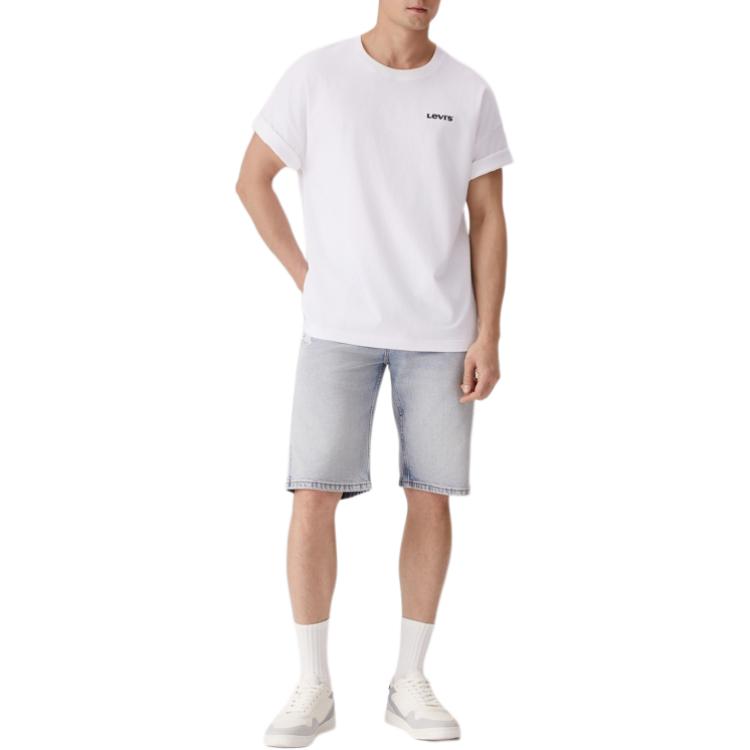 Levis Comfortable Loose Letter Print Casual Round Neck Short Sleeve T-Shirt Men Tops White 002XG-0000