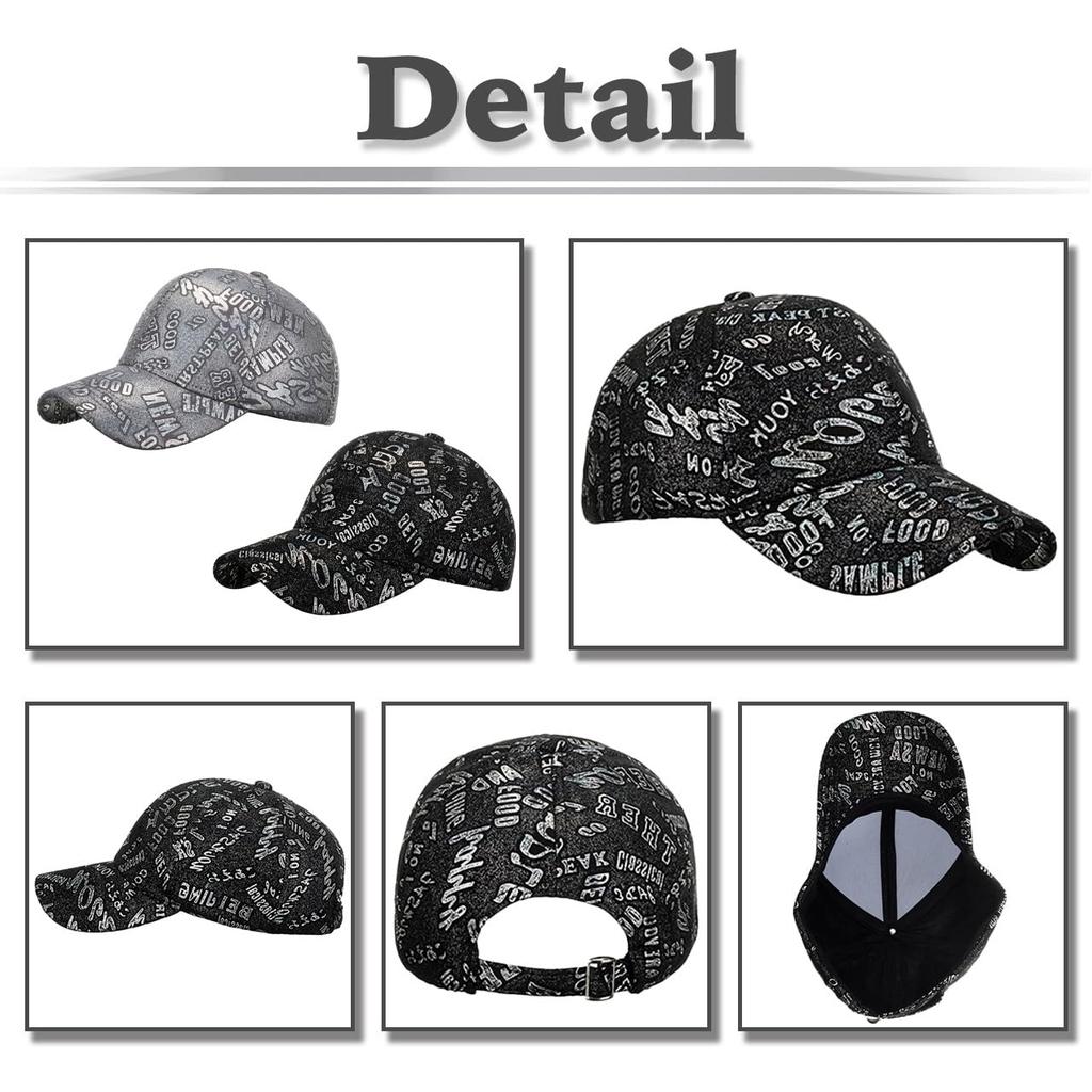 Cap with English CA648 [White Fang] Letters, Hat, Sports, Running, Outdoor, Men's, Women's, (Silver)