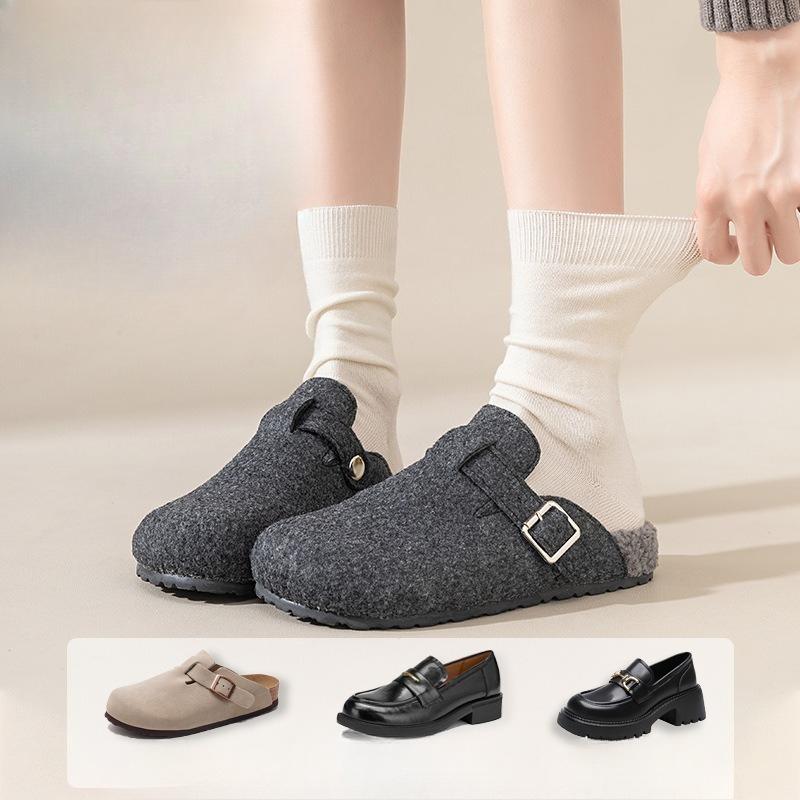 Damen Herbst- und Winter Freizeitsocken mit Polka Dots Kaschmir gestreift Warme Damen Mid-Calf Socken College-Stil kombiniert mit Frotteesocken