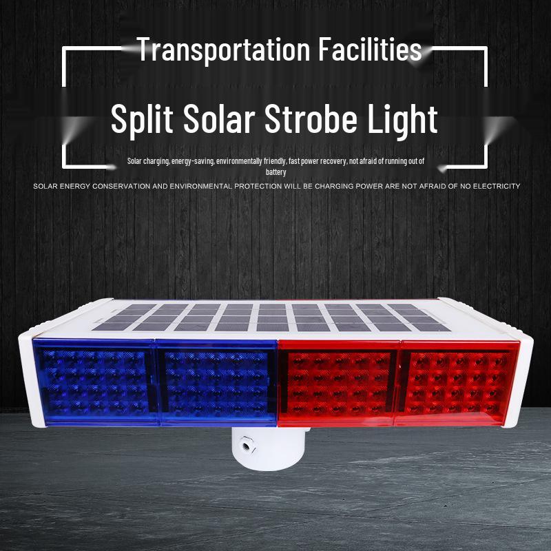 Solar-Powered Red & Blue Strobe Traffic Warning Light for Construction Zones and Intersections