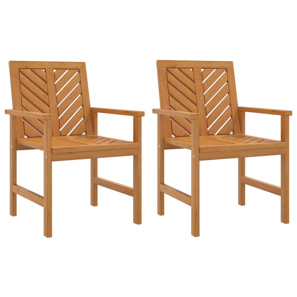 Garden Dining Chairs 2 Pcs Solid Acacia Wood
