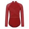 Dívčí průhledný síťovaný trikot s dlouhým rukávem, kamínky, gymnastický, s vykrojením vpředu a vzadu, body