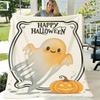 Pumpkin Plush Blanket Soft WrinkleResistant AllSeason Bedspread with Cute Smiling Ghosts, Bats & JackOLanterns Design, Cozy Bedding for Dorms, Bedroom