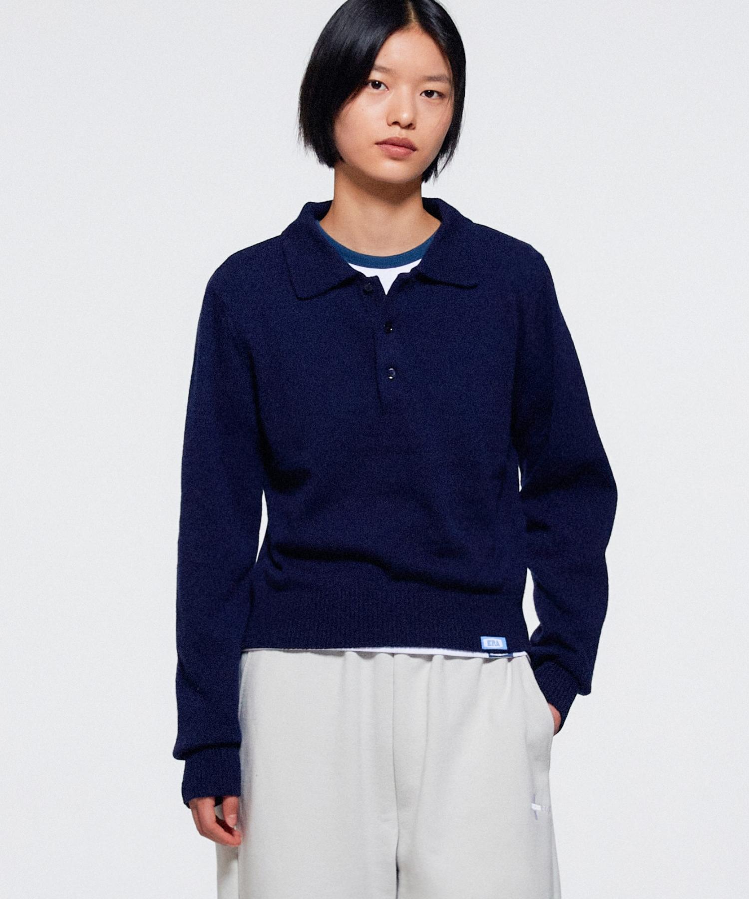 Ira Women Wool Blend Polo Sweater - Navy Navy/Os
