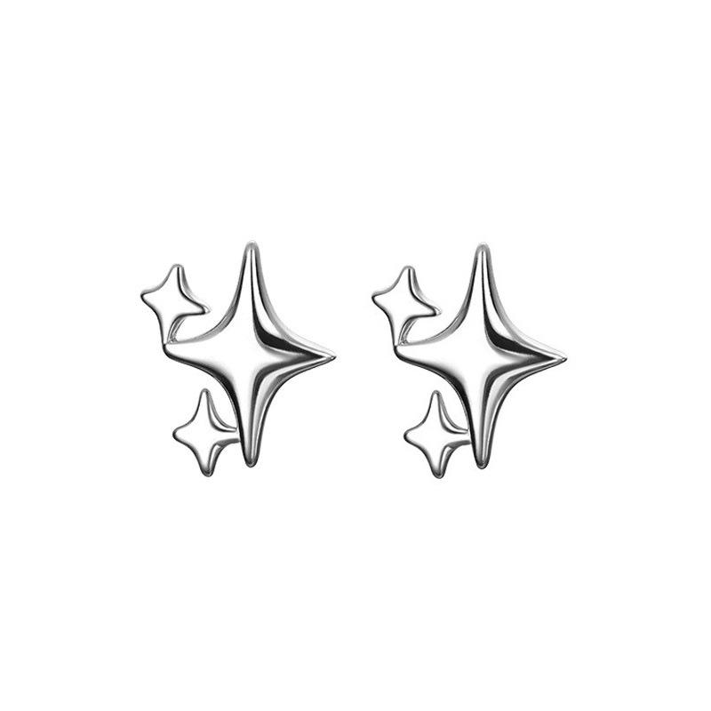 Earrings Four-Pointed Staearrings For Women Korean New Style Trendy Asymmetric Staearrings Cold Style Small Earrings