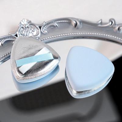 Luxury Silver Textured Leather Powder Puff: Rubycell Material, Thickened, Non-Absorbing, Double Ribbon.