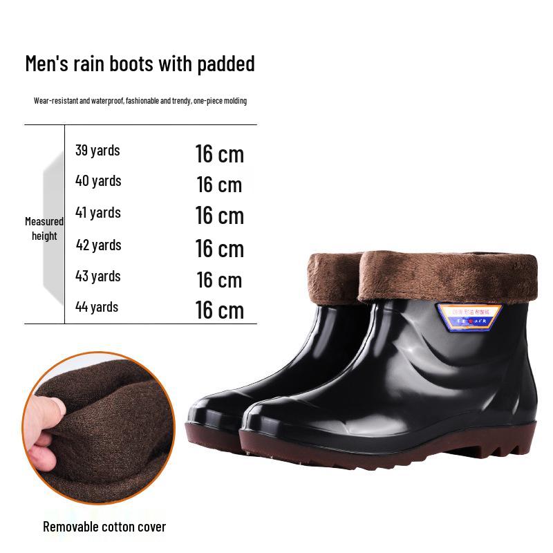 Heren Winter Mid-Kuit Fleece Gevoerde Regenlaarzen - Dik Katoen en Waterdicht