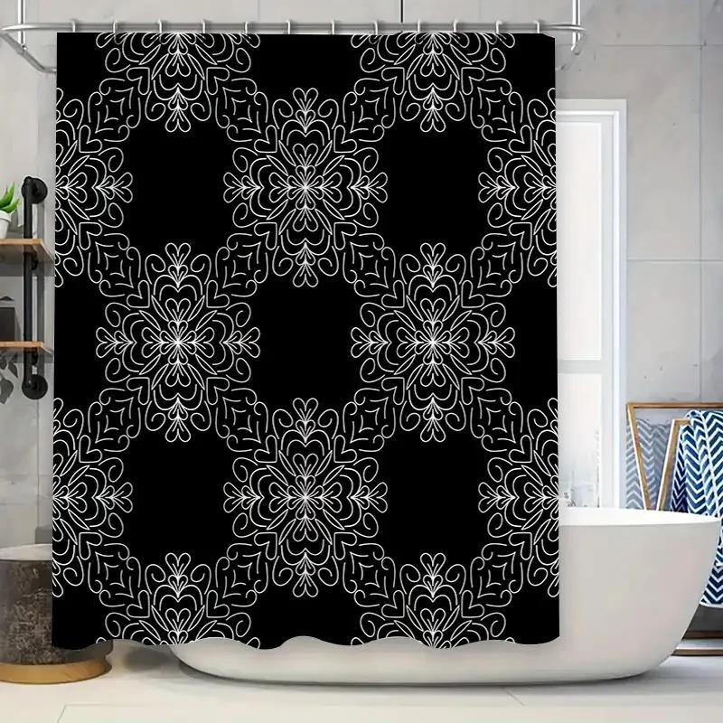 

Stylish Black White Bath Curtain Decor With Snowflake Pattern Modern Shower Curtain For Bathroom, Non-Slip Waterproof Fabric W60H190(CM)-1 Pcs