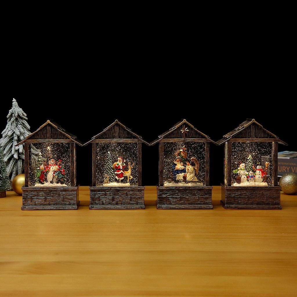 Snow Spray with Music Light Christmas Oil Light Wind Light Horse Light Decoration Music Box Christmas Gift