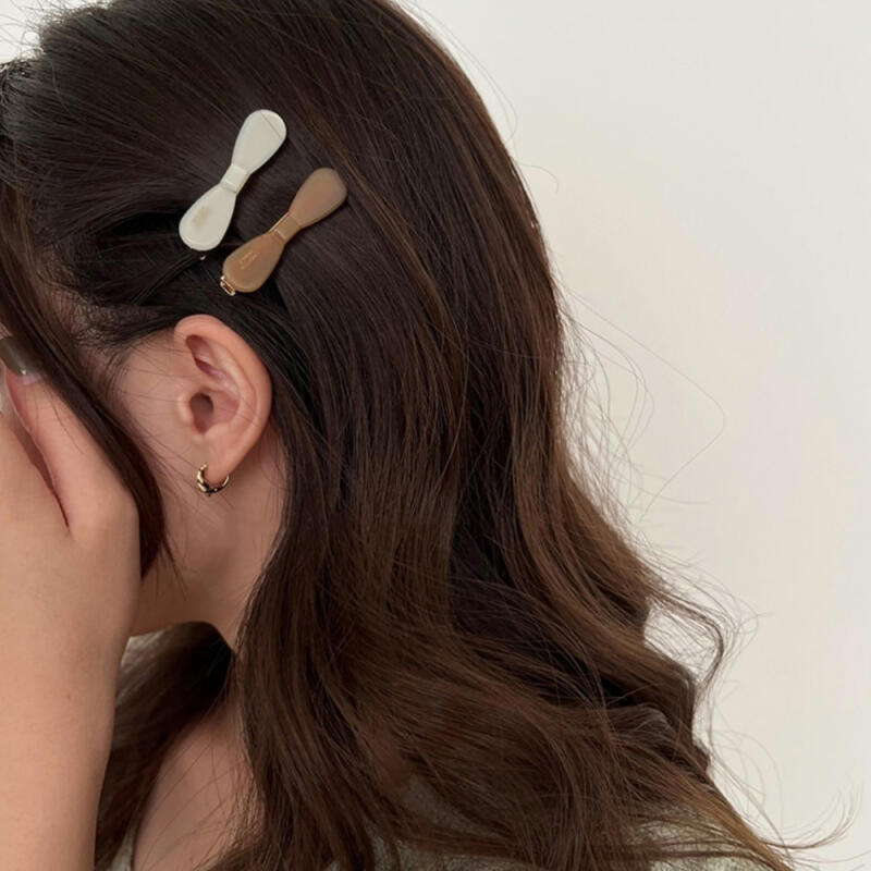 2 French pins (1 pair) Mini Ribbon Clips Front Hair Clips gray