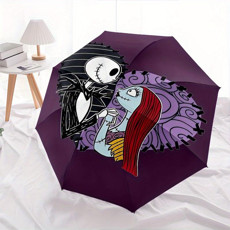 

Nightmare Before Christmas,Jack Skellington,Sally Theme Automatic Compact Folding Cute Umbrella - Portable and Durable, 8-Bone Iron Umbrella