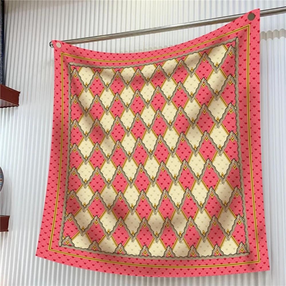 Silk Scarf Women Floral Printed Square Scarves Head Echarpes Silk Foulards Femme Wraps Beach Shawls Bandana Lady Hijabs 90CM