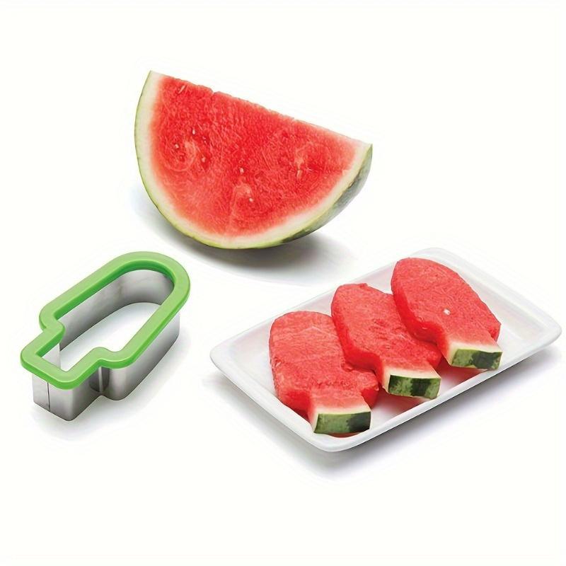 2pcs Kitchen Stainless Steel Ice Cream Shaped Watermelon Slicer, Watermelon Cutting Mold Tool, Summer Supplies, Party Supplies
