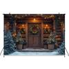 Mocsicka Christmas Photography Backgrounds Winter Snow Decoration Photo Backdrops Xmas Tree Wooden House Pattern Shootin184