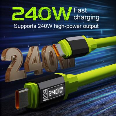 240W Datenkabel Weiches Silikon Flexibles Ladekabel mit E-Marker Chip 480Mbps Hochgeschwindigkeits-Datenübertragung Ladekabel