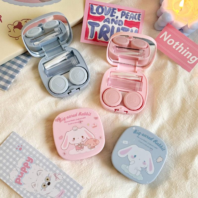 Portable Contact Lens Case Cute Cartoon Contact Lens Box Travel Kit For Girls Beauty Lens Storage Container