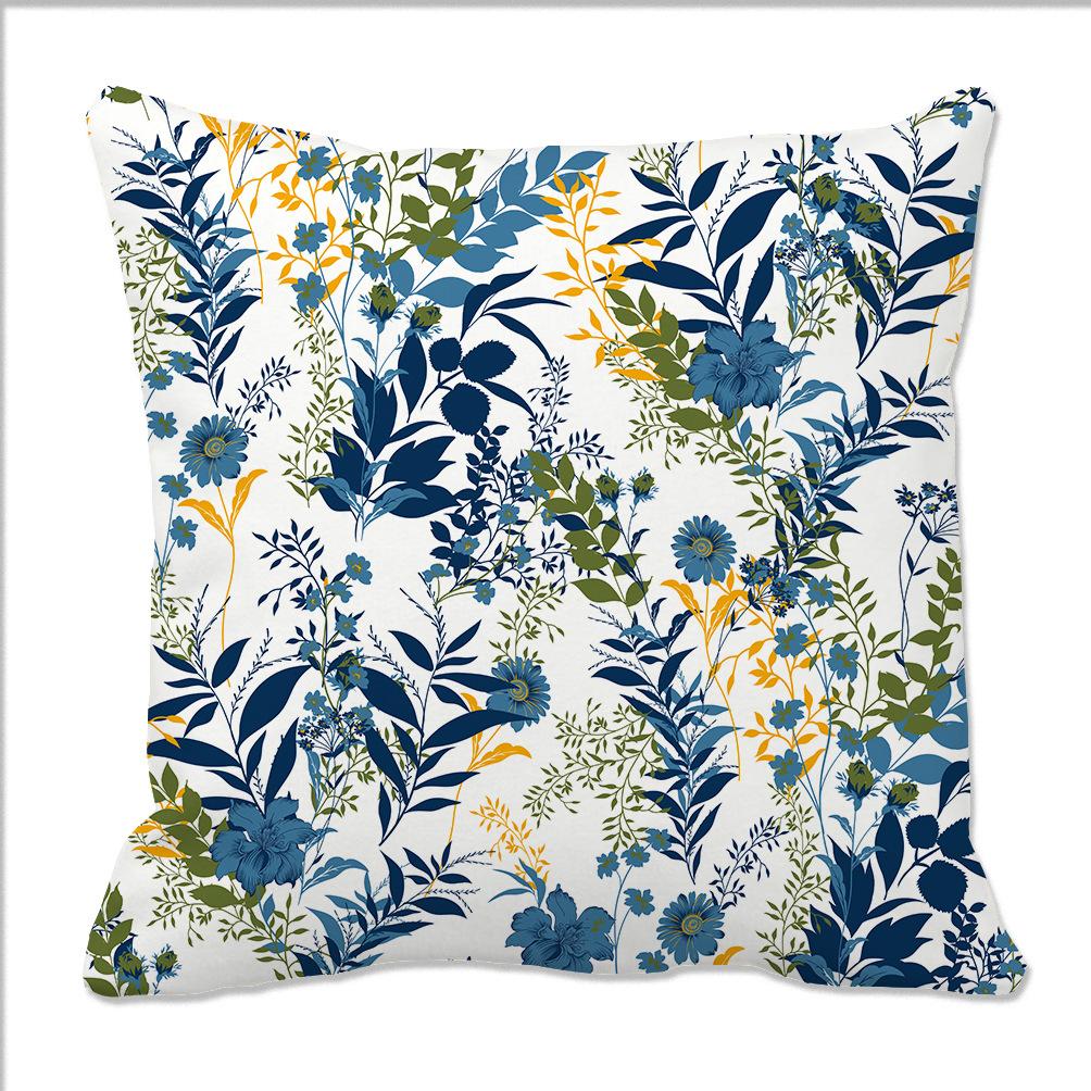 Spring and Summer Floral Contrasting Color Flower Pillow Case Digital Printed Pillow Home Romantic Decoration Sofa Backrest